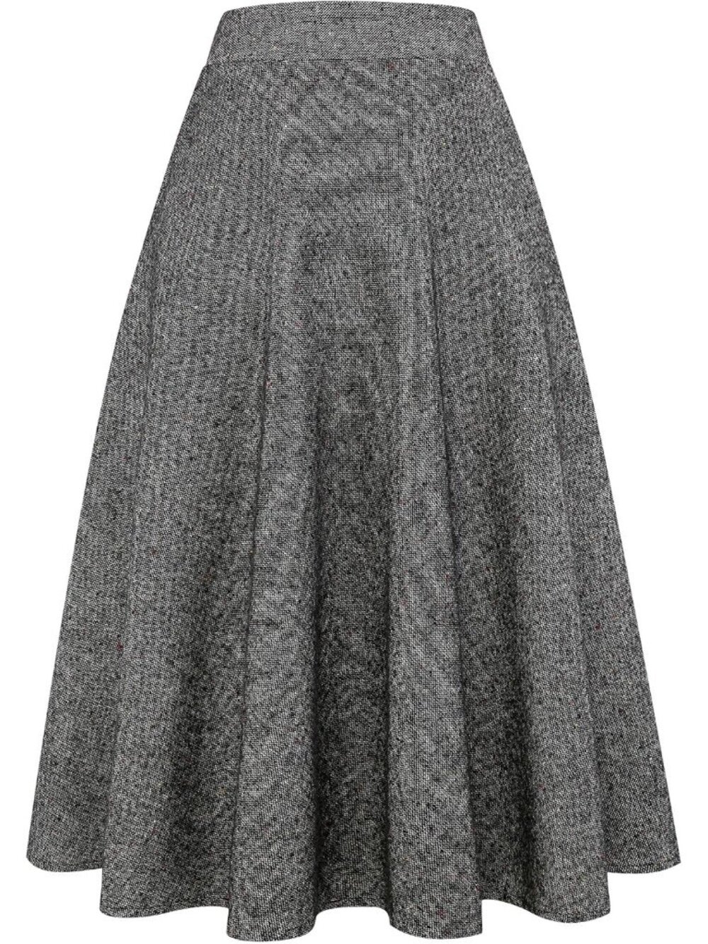 Womens Plaid Wool Skirts Elastic Waist A-Line Pleated Tartan Long Skirts